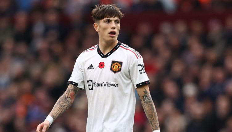 Manchester United's Alejandro Garnacho during his side's Premier League defeat against Aston Villa at Villa Park, Birmingham, November 2022.
