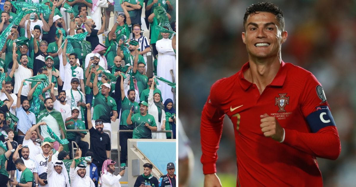Doha, Qatar. 22nd Nov, 2022. firo : 11/22/2022, Football, Soccer, FIFA WORLD CUP 2022 QATAR, World Cup 2022 Qatar, World Cup 2022 Qatar, Group stage, Group C, Game 5, Argentina - Saudi Arabia 1:2 Celebrating the victory, Fans, Saudi Arabia