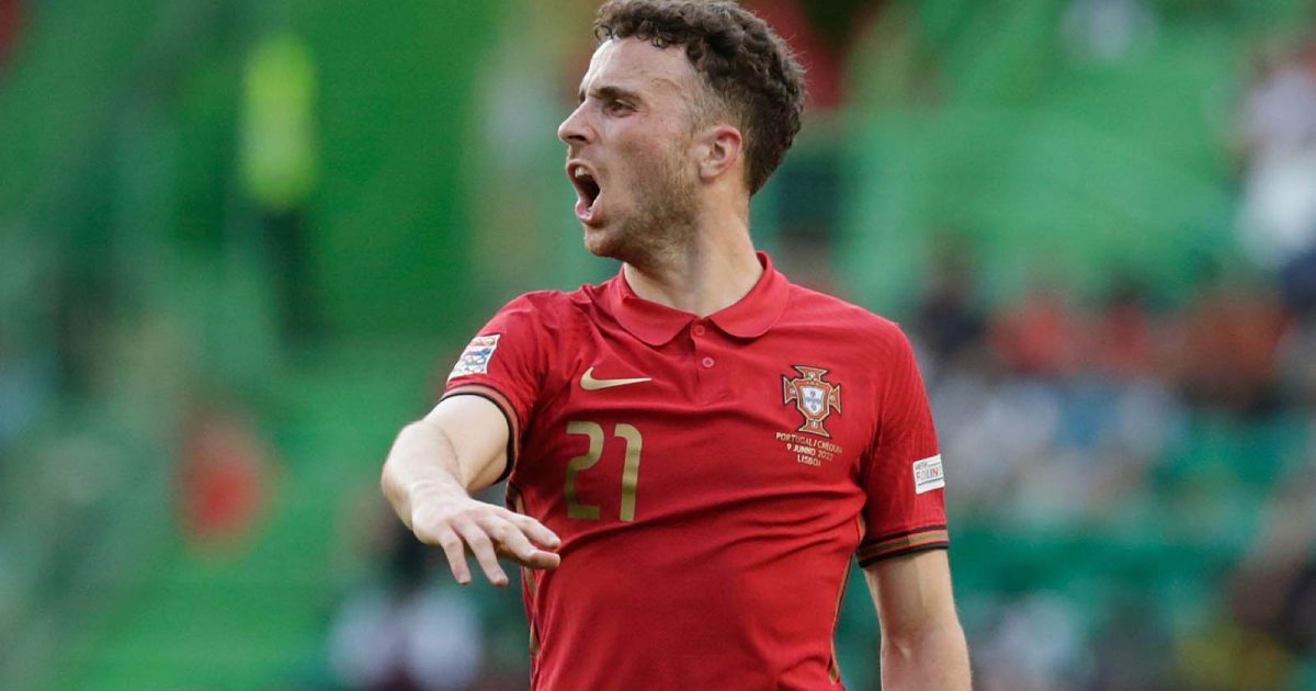 Diogo Jota of Portugal reacts during the Uefa Nation League football match between Portugal and Czech Republic