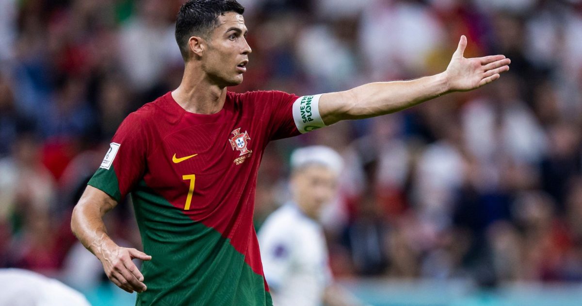 Portugal captain Cristiano Ronaldo gesticulates during their side's FIFA World Cup win over Uruguay at Lusail Stadium, Doha, Qatar, November 2022.