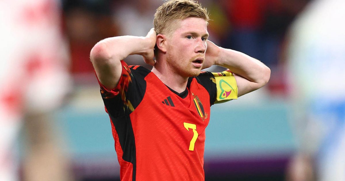 Kevin De Bruyne of Belgium reacts during the FIFA World Cup 2022 match at Ahmad bin Ali Stadium