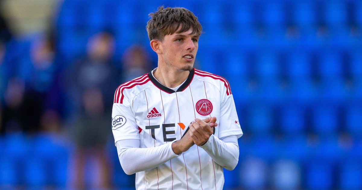 Leighton Clarkson applauds the away fans after the Scottish Premier League match between St Johnstone and Aberdeen at McDiarmid Park, Perth, August 2022.