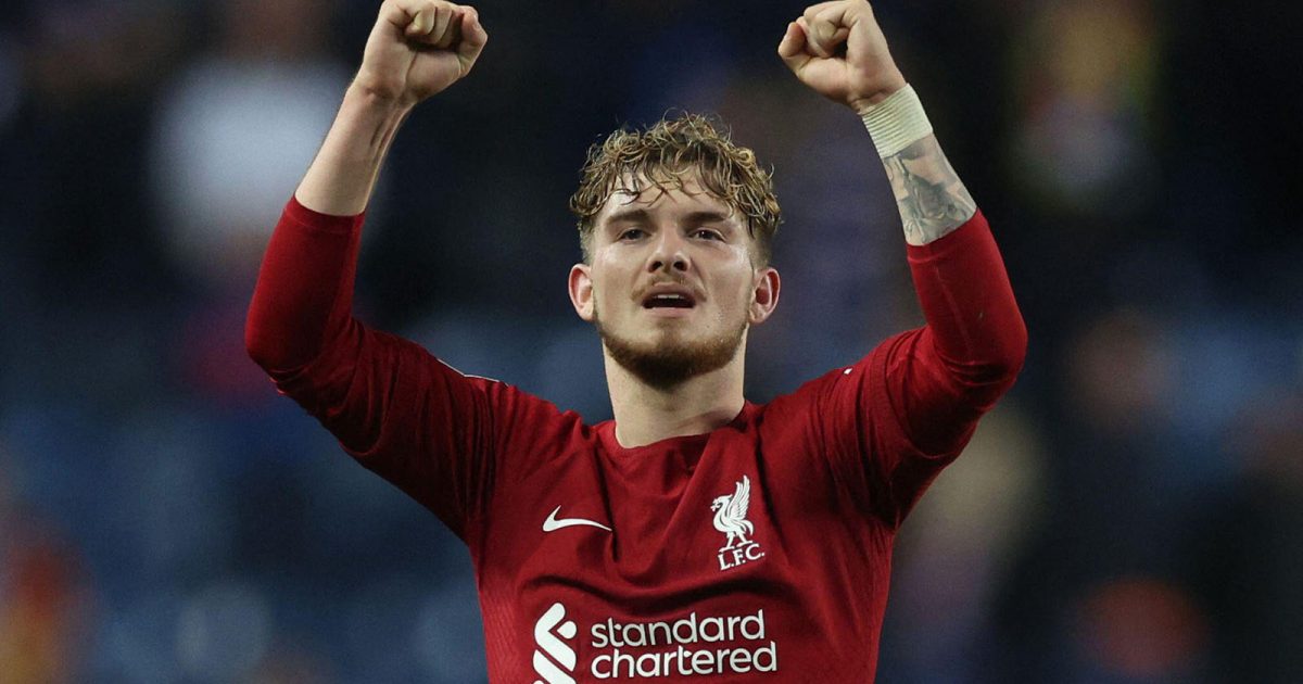 Rangers v Liverpool - Ibrox Stadium, Glasgow, Scotland, Britain - October 12, 2022 Liverpool's Harvey Elliott celebrates scoring their seventh goal