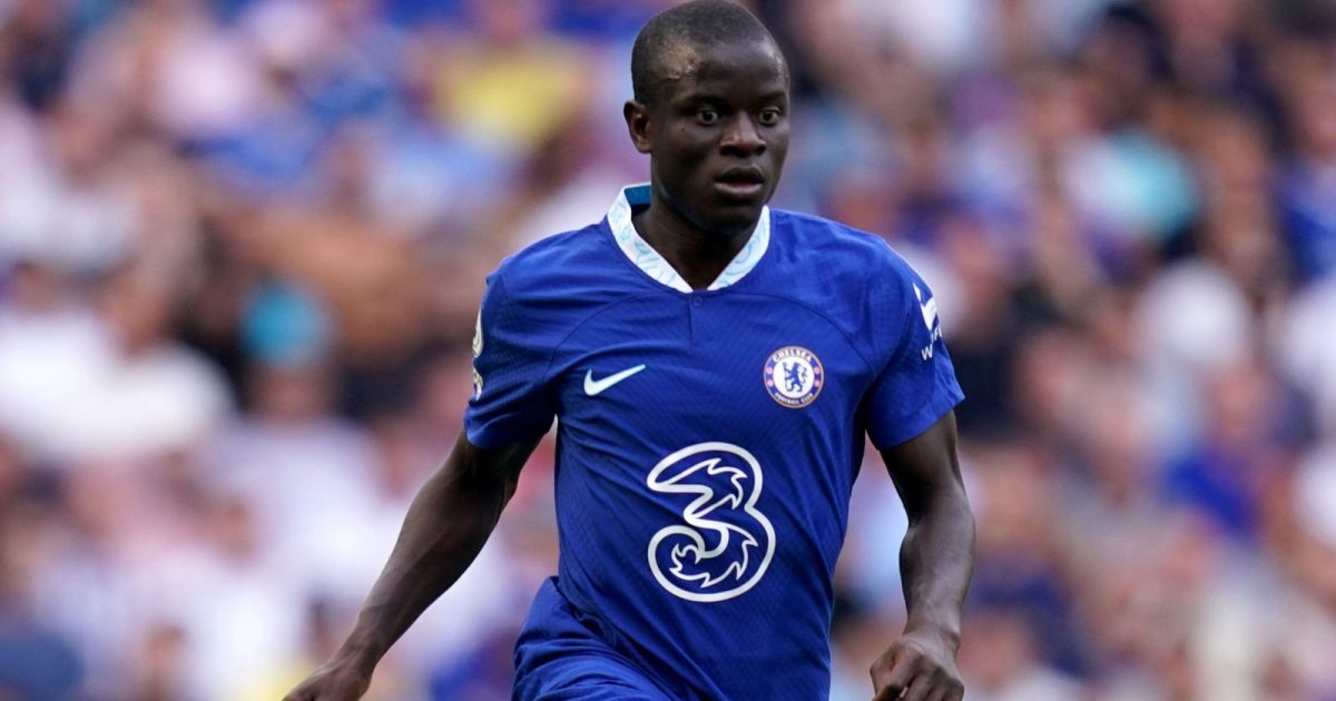 N'Golo Kante during the Premier League match between Chelsea and Tottenham Hotspur at Stamford Bridge, London, August 2022.