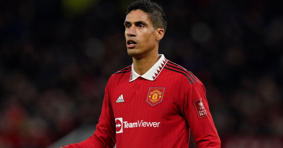Raphael Varane during the FA Cup match between Manchester United and Everton at Old Trafford, Manchester, January 2023.