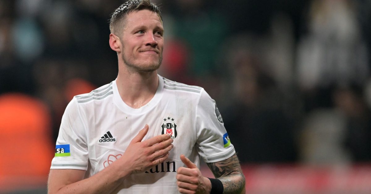 Wout Weghorst of Besiktas JK celebrates his goal during the Turkish Super Lig match between Besiktas AS and Kasimpasa AS at Vodafone Park on January 7, 2023 in Istanbul, Turkey.