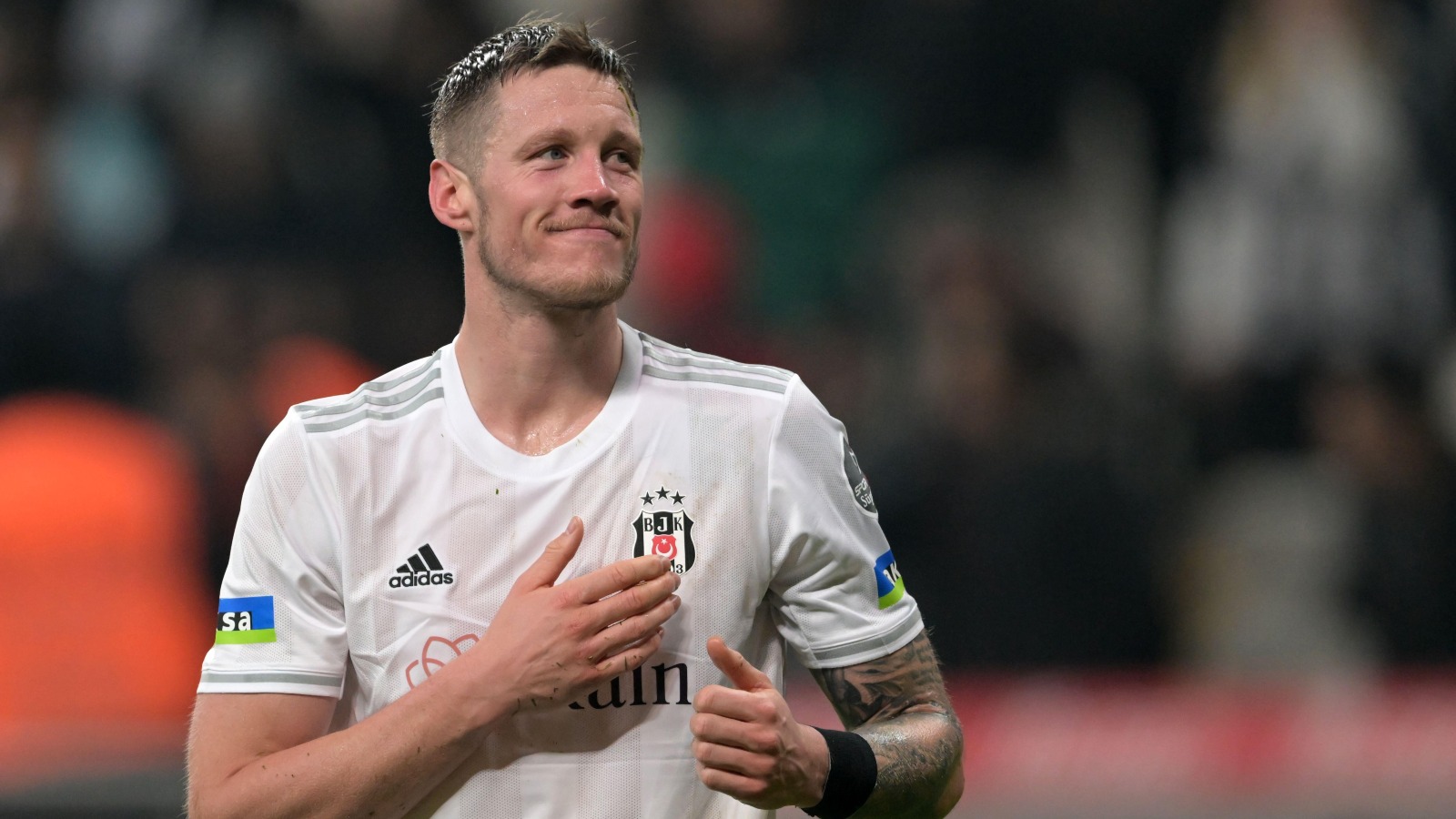 Wout Weghorst of Besiktas JK celebrates his goal during the Turkish Super Lig match between Besiktas AS and Kasimpasa AS at Vodafone Park on January 7, 2023 in Istanbul, Turkey.