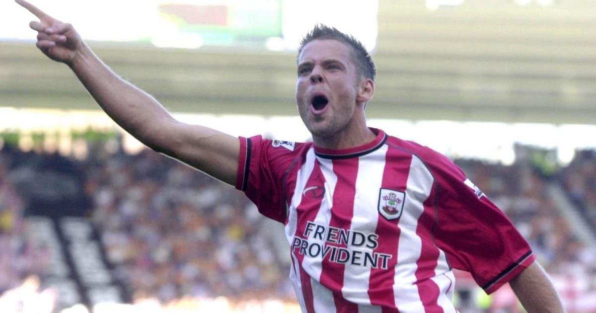 This prolific Southampton striker celebrates scoring for the club in September 2003.