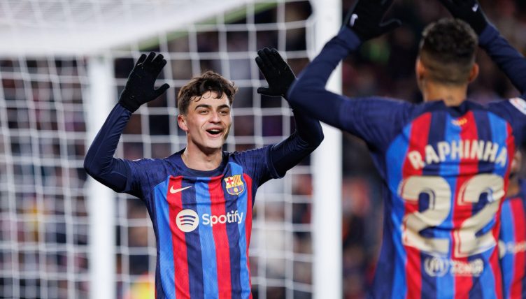 Barcelona, Spain. 22th Jan, 2023. Pedri celebrates after scoring a goal during the LaLiga match between FC Barcelona and Getafe CF at the Spotify Camp Nou Stadium in Barcelona, Spain.