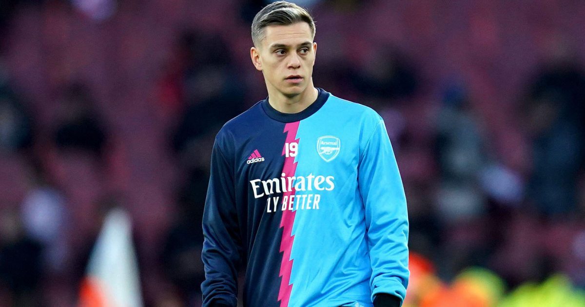 Arsenal's Leandro Trossard warming up ahead of the Premier League match at the Emirates Stadium, London.