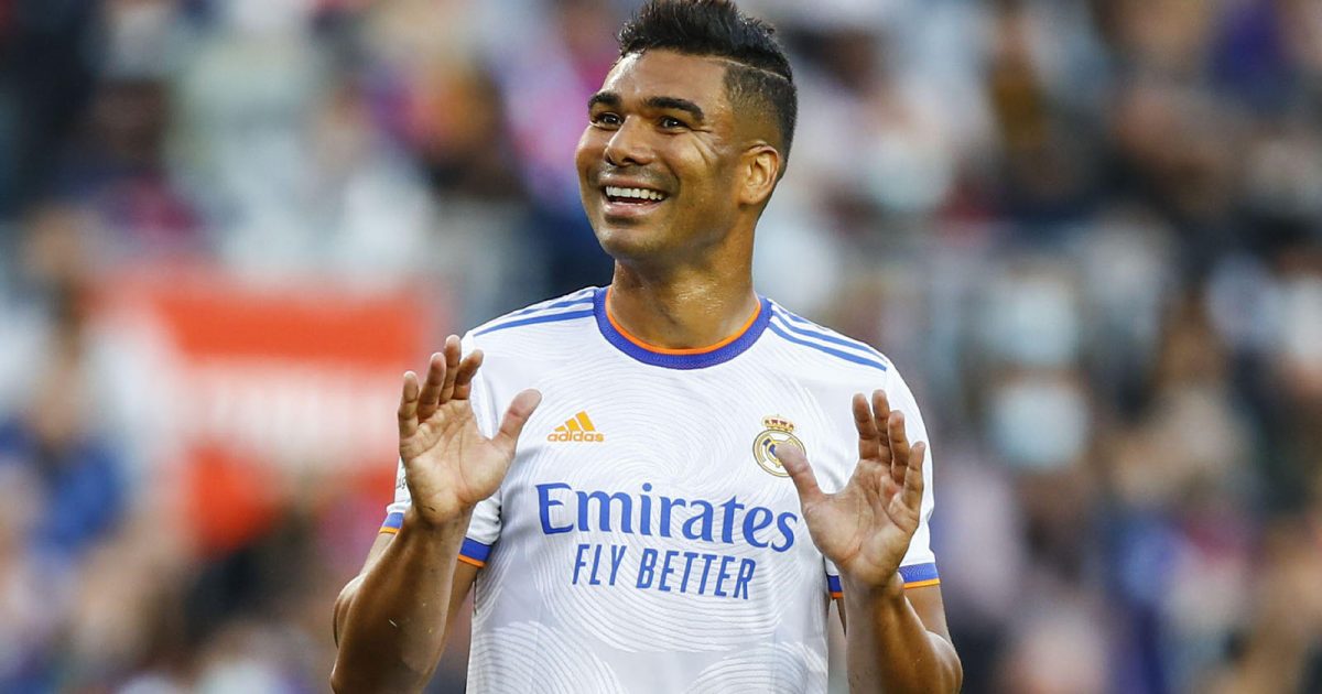 14 Casemiro of Real Madrid during the La Liga Santader match between FC Barcelona and Real Madrid at Camp Nou Stadium on October 24, 2021