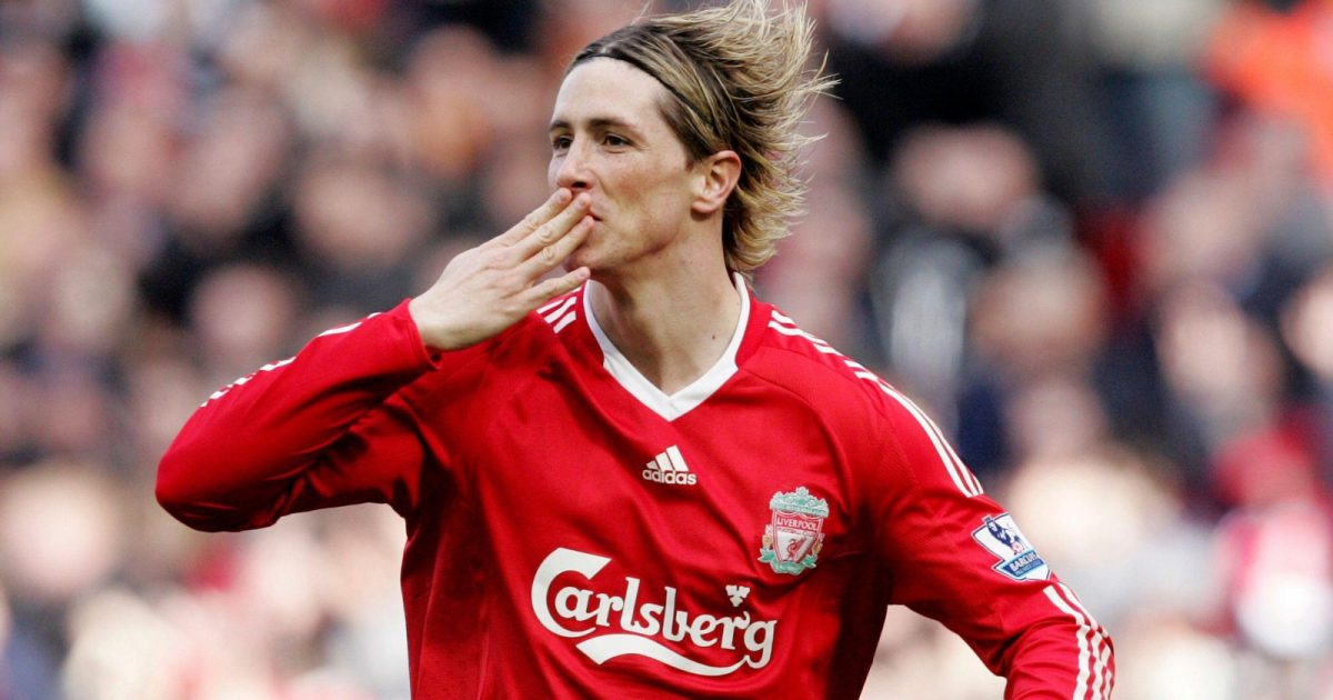 Fernando Torres celebrates scoring in the Premier League match between Liverpool and Sunderland at Anfield, Liverpool, March 2010.
