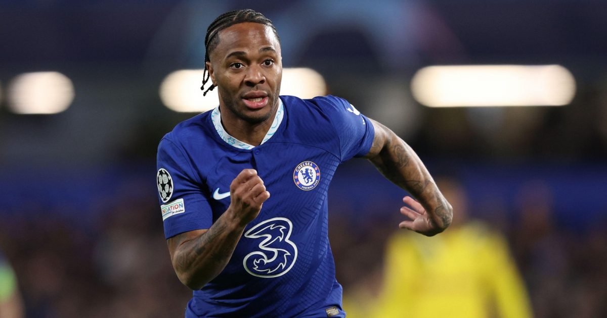 Raheem Sterling during the UEFA Champions League match between Chelsea and Borussia Dortmund at Stamford Bridge, London, March 2023.