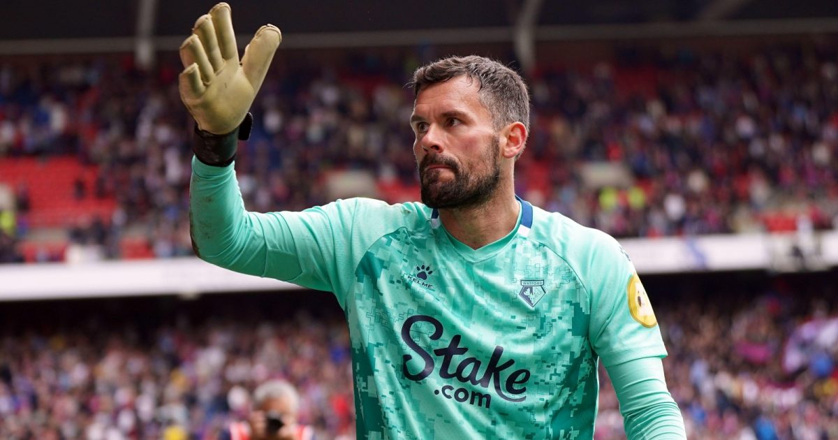 Ben Foster waves goodbye to the Watford supporters at Vicarage Road, Watford, May 2022.