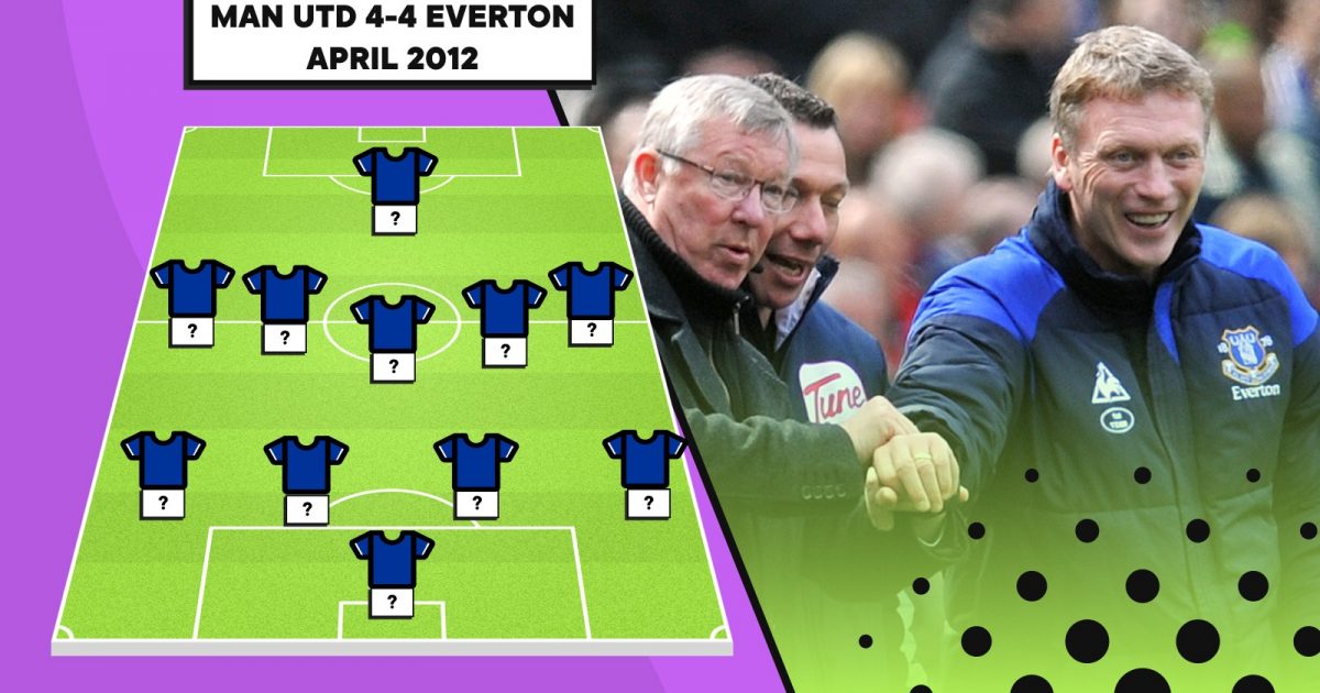 Everton's XI from the 4-4 against Manchester United, Old Trafford, Manchester, April 2012