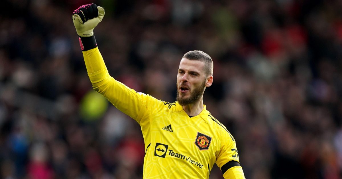 Manchester United goalkeeper David de Gea salutes the fans following the Premier League match at Old Trafford Stadium, Manchester. Picture date: Sunday February 19, 2023.