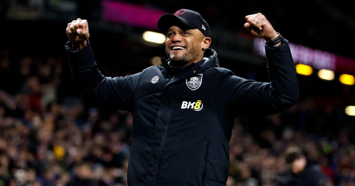 Burnley manager Vincent Kompany celebrates after the Sky Bet Championship match at Turf Moor, Burnley. Picture date: Monday April 10, 2023.