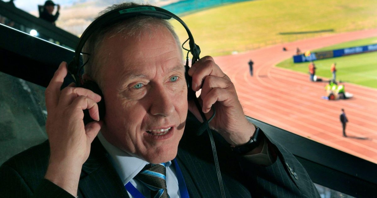 Broadcaster Martin Tyler adjusts his headphones prior to a friendly pre-World Cup soccer match between the United States and Australia at Ruimsig Stadium in Roodepoort, South Africa Saturday June 5, 2010. Tyler, 64, an acclaimed broadcaster for Britain's Sky Sports, has been brought in by ESPN as its lead broadcaster for the World Cup in South Africa that opens Friday.