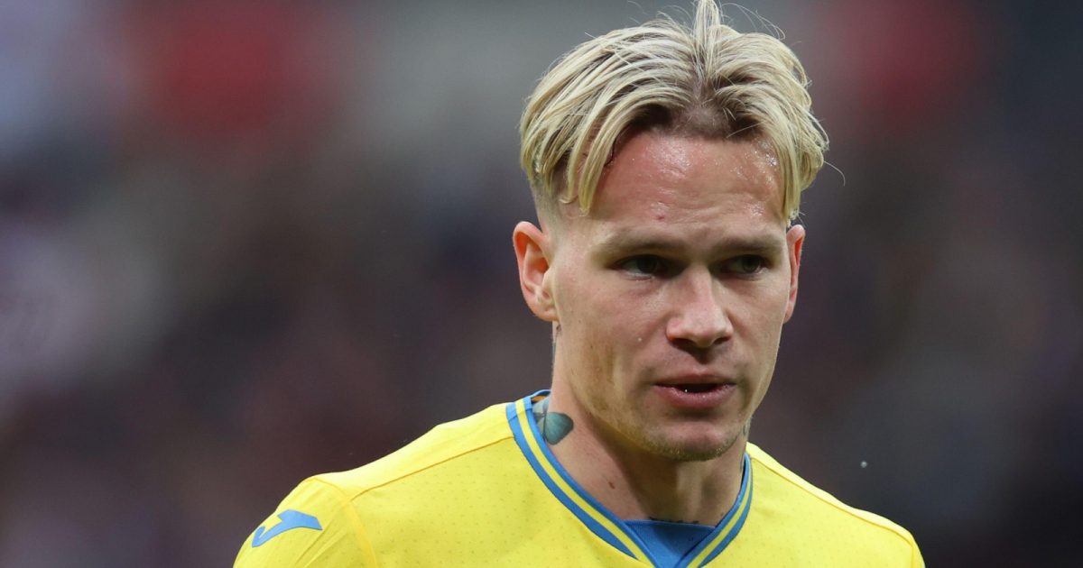 Mykhailo Mudryk during the European Championship qualifier between England and Ukraine at Wembley Stadium, London, March 2023.
