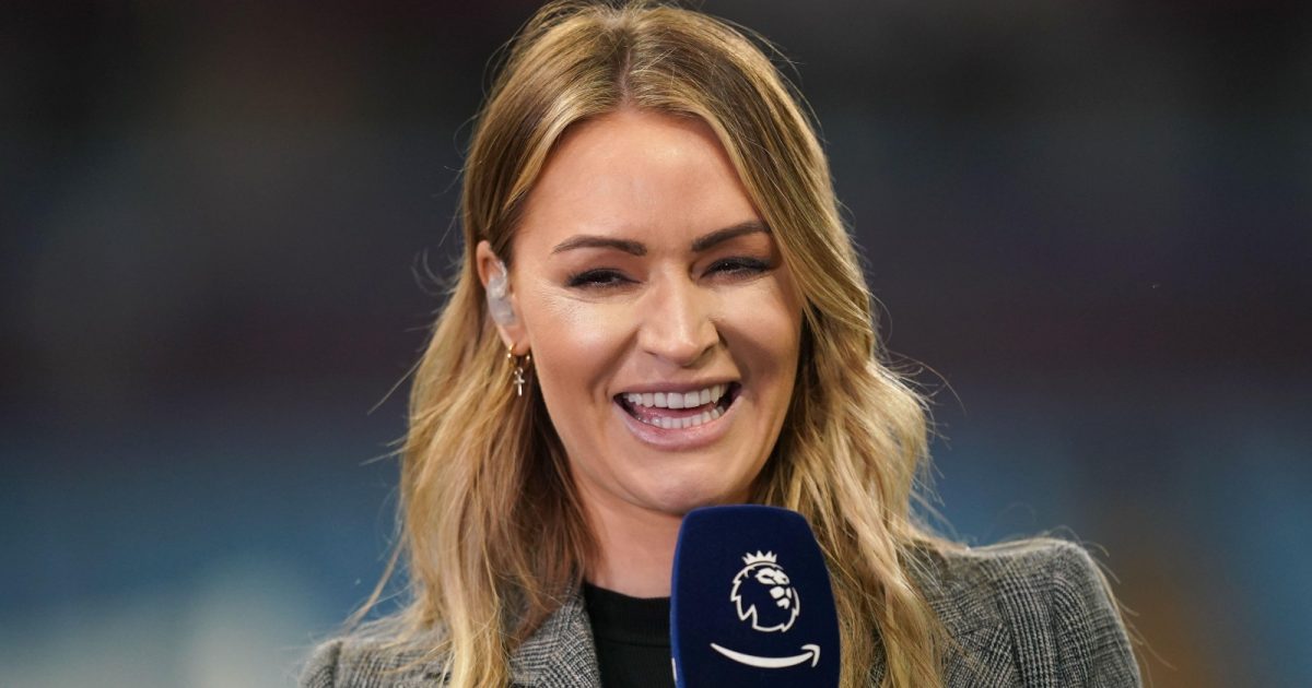 Laura Woods presents coverage of the Premier League match between Aston Villa and Liverpool at Villa Park, Birmingham, December 2022.