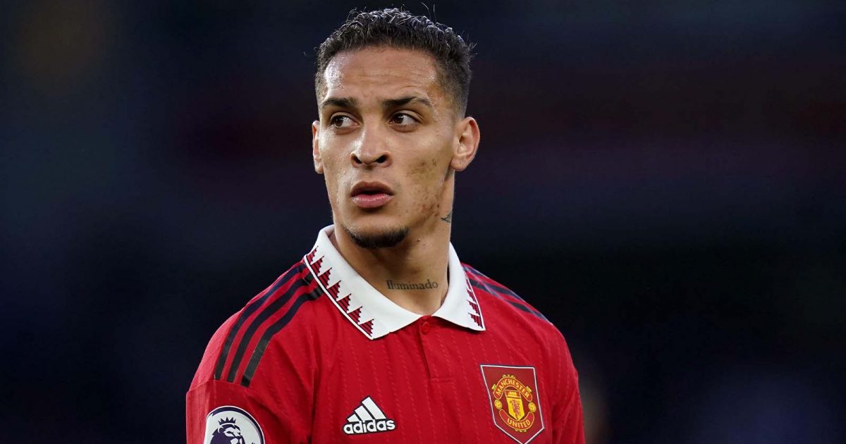 Manchester United's Antony during the Premier League match at the AMEX Stadium, Brighton.