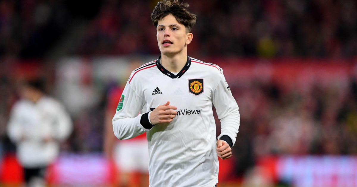 Alejandro Garnacho of Manchester United during the Carabao Cup match between Nottingham Forest and Manchester United at the City Ground, Nottingham on Wednesday 25th January 2023.