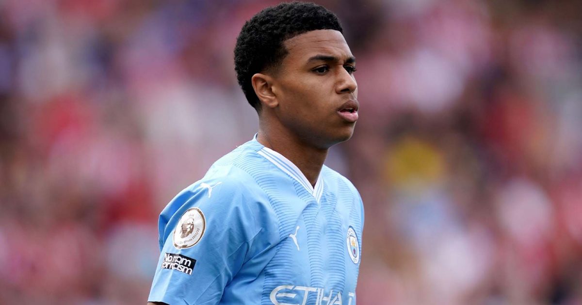 Manchester City’s Shea Charles during the Premier League match at the Gtech Community Stadium