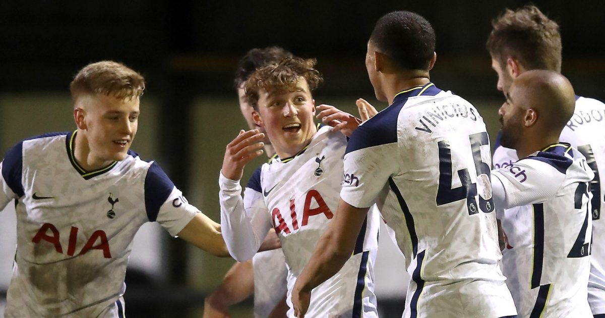 Tottenham Hotspur's Alfie Devine, who became Tottenham's youngest ever player and goalscorer at 16 years and 163 days as Spurs beat eighth-tier Marine 5-0 in the FA Cup.