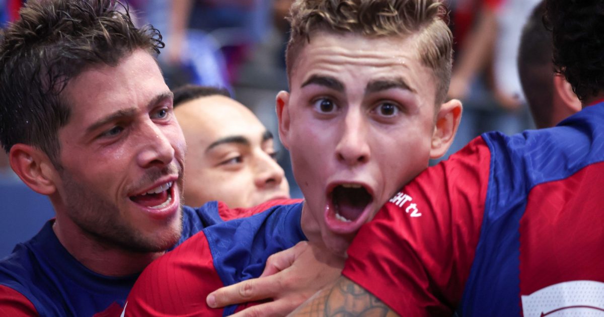 Fermín López of Barcelona celebrates your goal during a match against Real Madrid, international friendly at AT&T Stadium in the city of Dallas in the United States this Saturday, July 29, 2023.