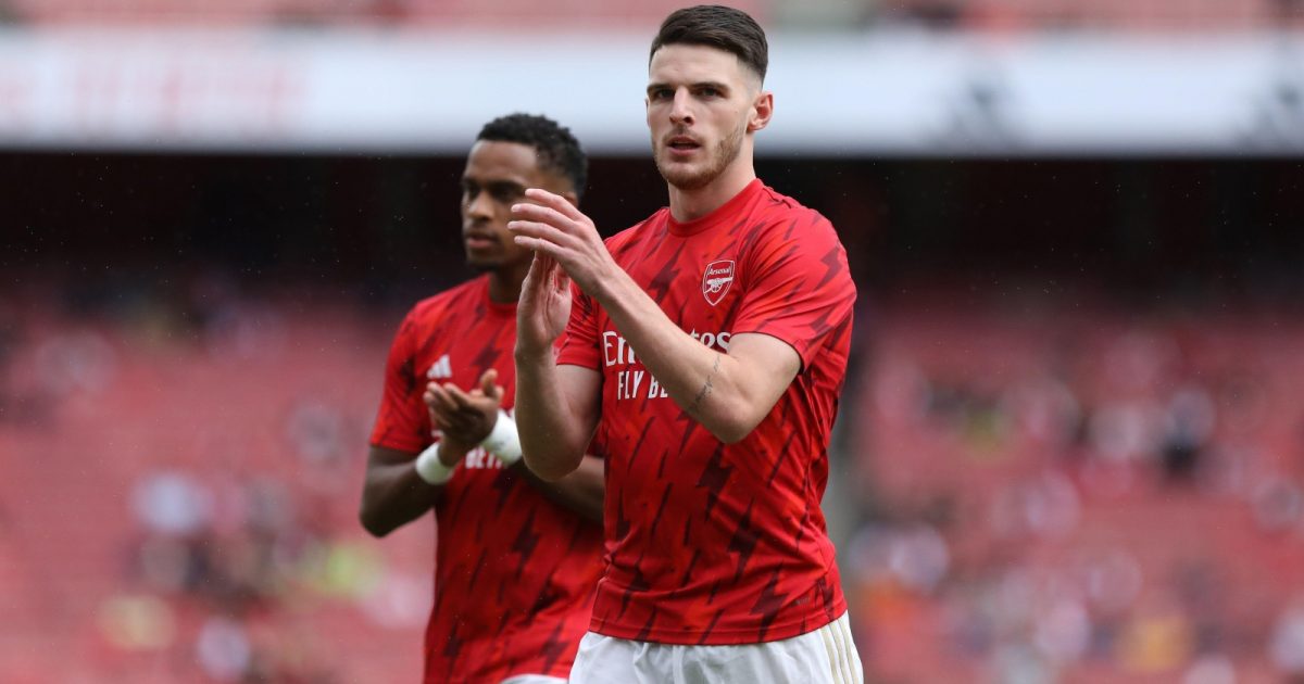 London, UK. 02nd Aug, 2023. Declan Rice of Arsenal warms up before the Emirates Cup match between Arsenal and Monaco at the Emirates Stadium, London, England on 2 August 2023. Photo by Joshua Smith.