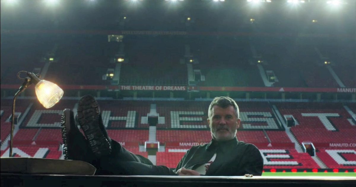 Roy Keane in the official Manchester United release trailer for their 2023-24 third kit, credit Manchester United, adidas