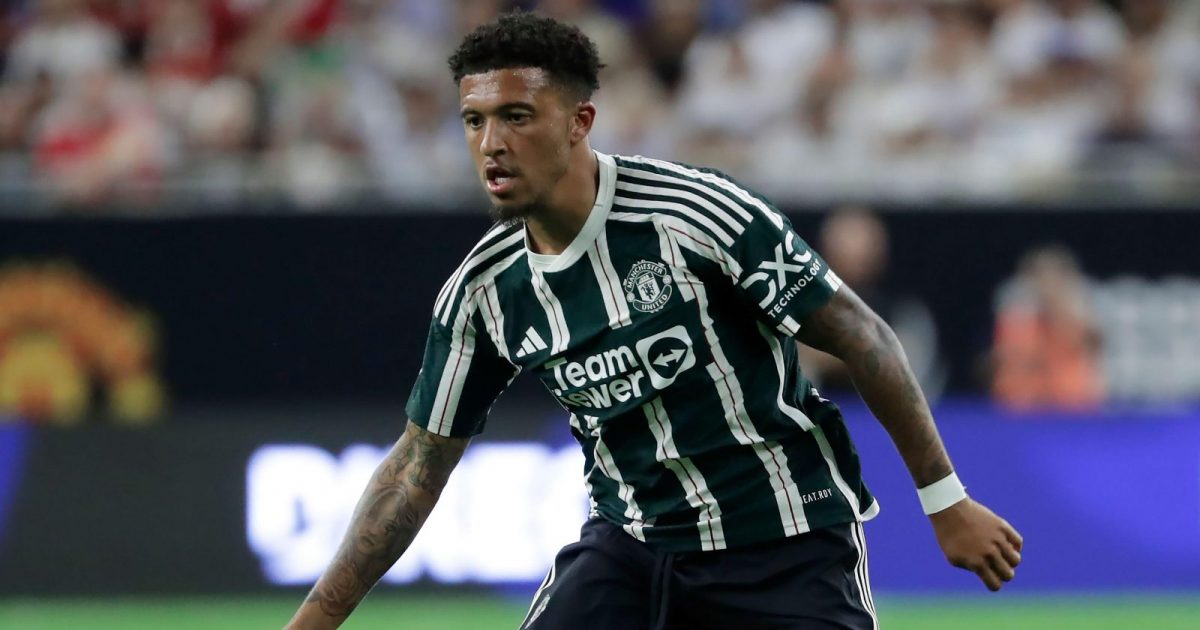 Manchester United forward Jadon Sancho plays against Real Madrid