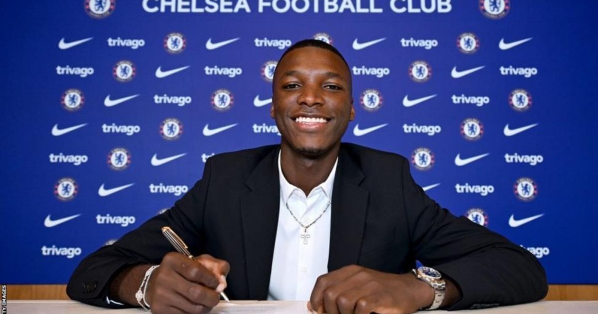 Moises Caicedo is unveiled as Chelsea's record signing after his £115million move from Brighton & Hove Albion in August 2023.