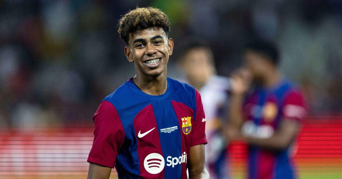 Lamine Yamal (Barcelona) Football/Soccer : Spanish "Joan Gamper Cup" match between FC Barcelona 4-2 Tottenham Hotspur FC at the Estadi Olimpic Lluis Companys in Barcelona, Spain.