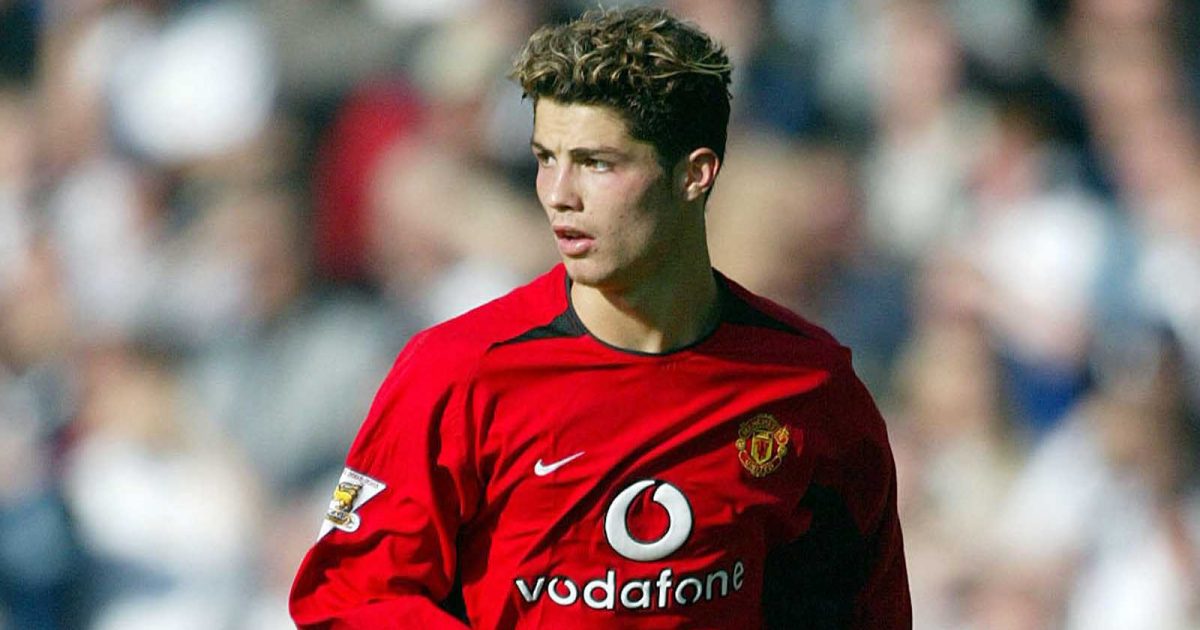 Cristiano Ronaldo playing for Manchester United in 2003