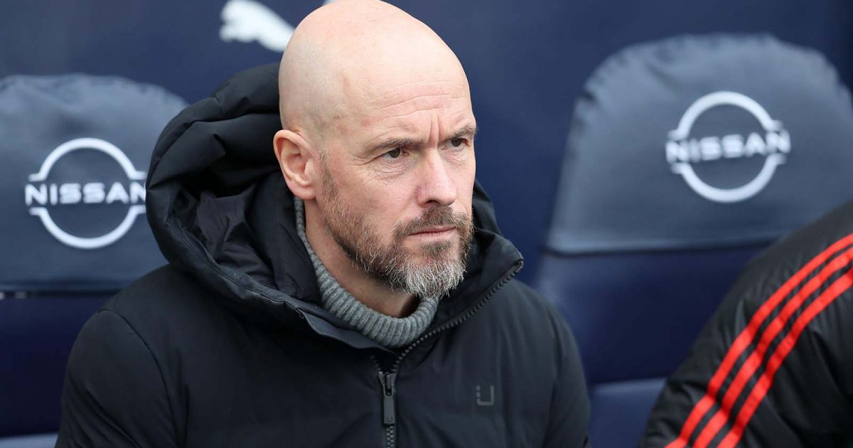 Manchester United manager Eric ten Hag looks on