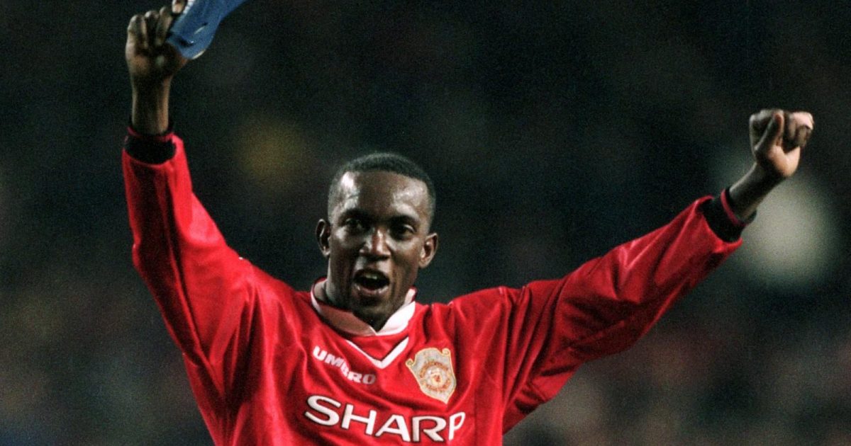 UEFA Champions League - Quarter Final First Leg - Manchester United v Inter Milan. Manchester United's dwight Yorke celebrates after the game
