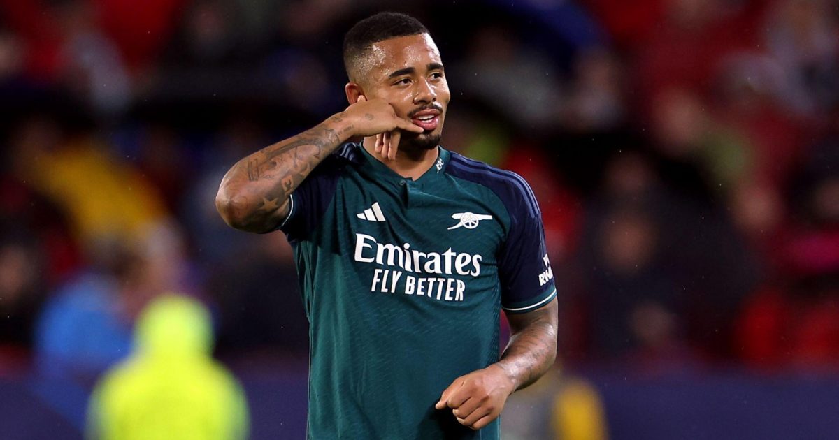 Arsenal's Gabriel Jesus celebrates scoring their side's second goal of the game during the UEFA Champions League group B match at the Ramon Sanchez-Pizjuan Stadium, Seville, Spain.