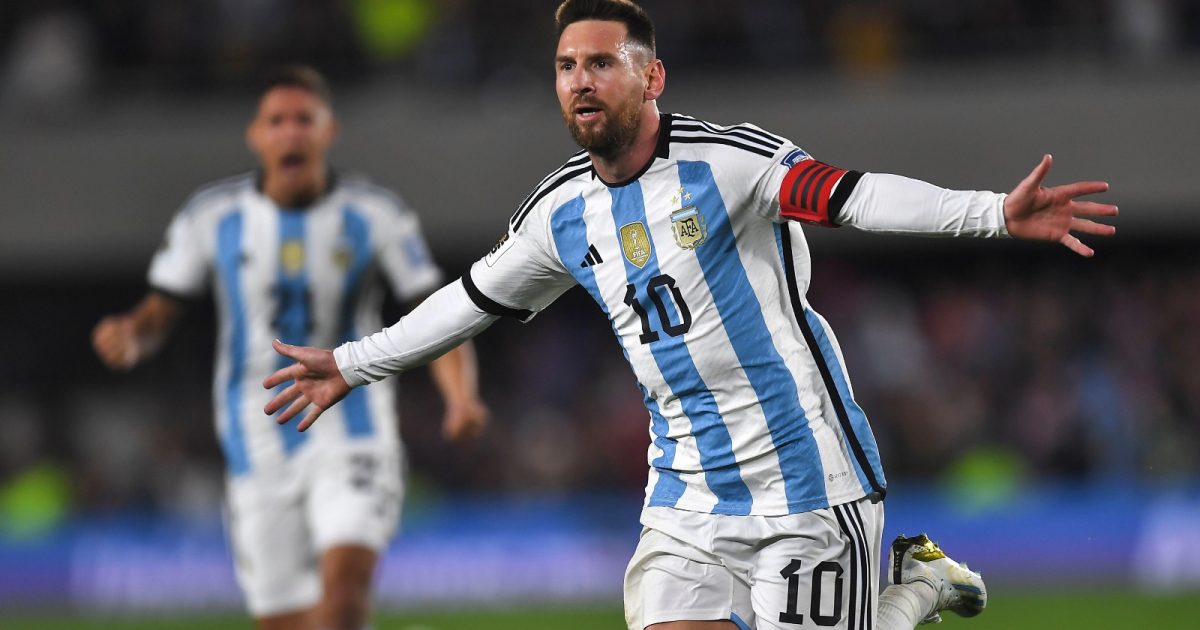 Buenos Aires, Argentina. 07th Sep, 2023. Soccer: World Cup qualifying South America, Argentina - Ecuador. Argentina's Lionel Messi celebrates his winning goal. World Cup champion Argentina has won the first qualifying match for the 2026 World Cup.
