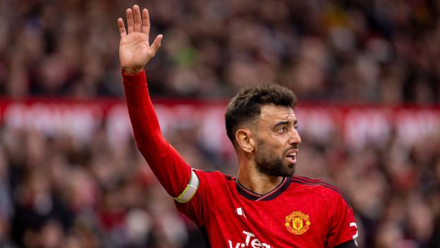 United's current captain during a Premier League match in February 2024.