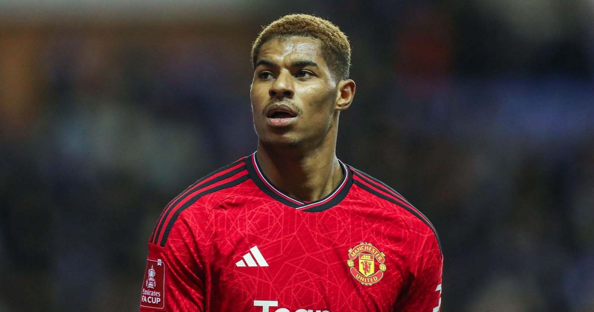 Marcus Rashford of Man Utd looks on