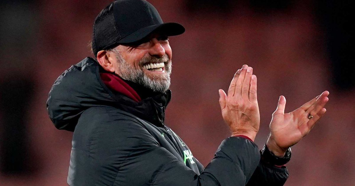 Jurgen Klopp applauds the Liverpool fans