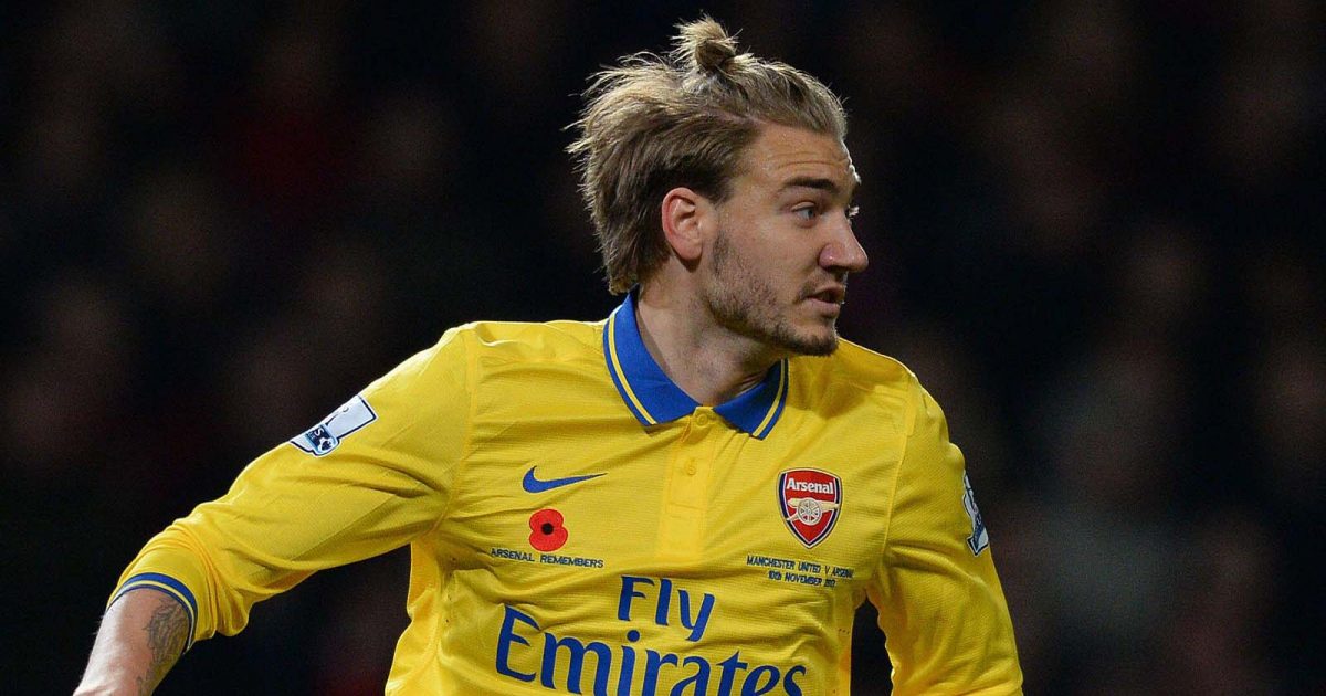 Nicklas Bendtner in action for Arsenal in 2013