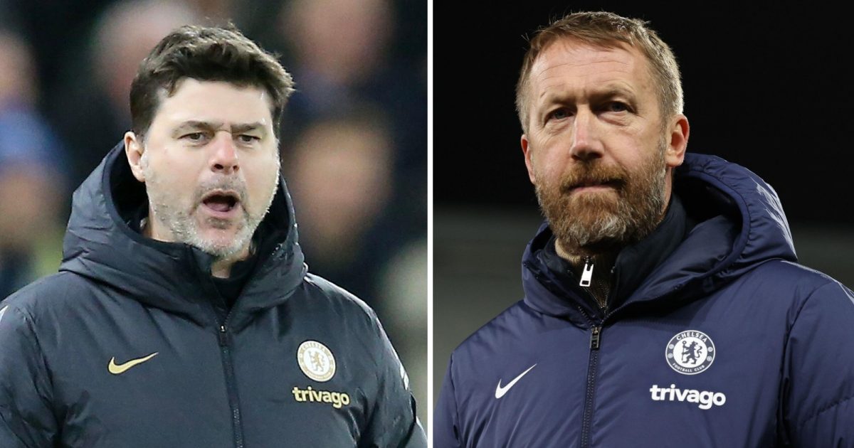 Chelsea managers Mauricio Pochettino (left) and Graham Potter (right)