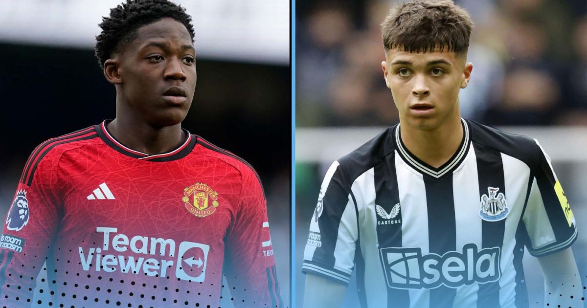 Kobbie Mainoo (Man Utd) and Lewis Miley (Newcastle)