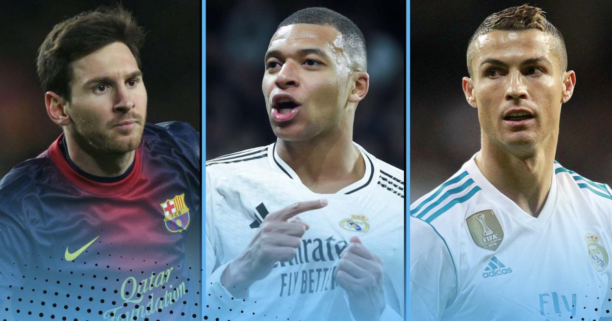 Lionel Messi, Kylian Mbappe and Cristiano Ronaldo
