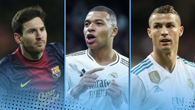 Lionel Messi, Kylian Mbappe and Cristiano Ronaldo