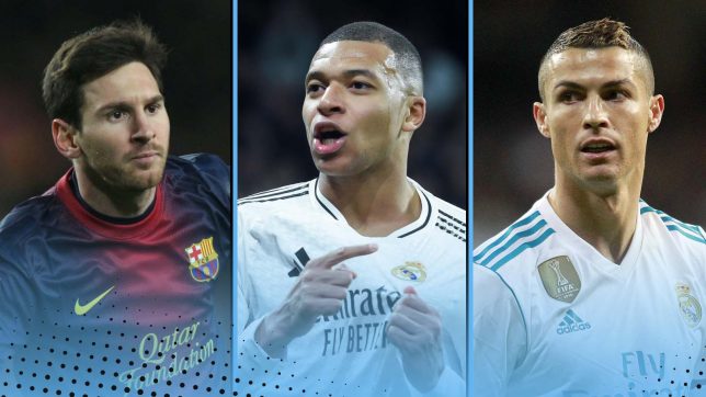 Lionel Messi, Kylian Mbappe and Cristiano Ronaldo