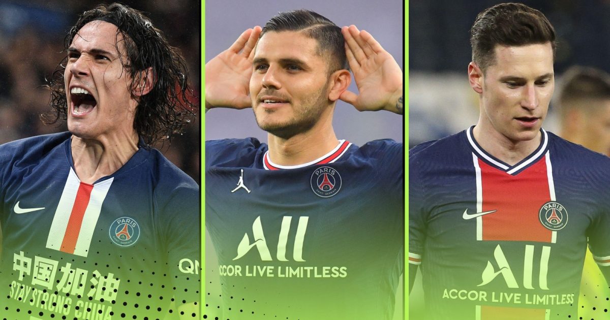 PSG Former Players Quiz featuring (L-R) Edinson Cavani, Mauro Icardi, Julian Draxler