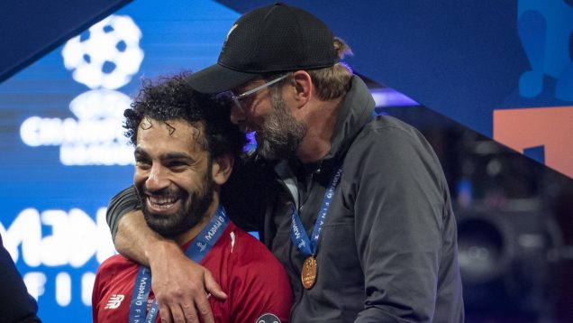 Jurgen Klopp celebrates winning the Champions League with his top goalscorer at Liverpool.